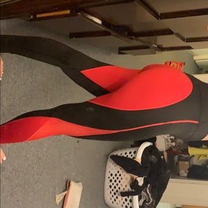 Red and black workout leggings